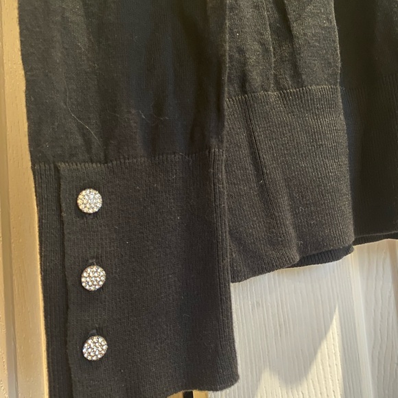 NWT Halogen Black Crew Neck Sweater with Sparkly cuff buttons - Picture 8 of 8